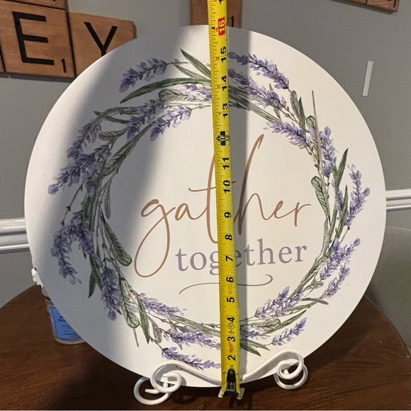 Home Decor - Gather Together Wooden Round Sign & White Stand -17 in. Width - Picture 6 of 10